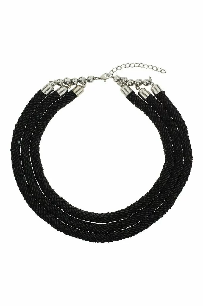 Topshop Bugle Triple Row Collar Necklace