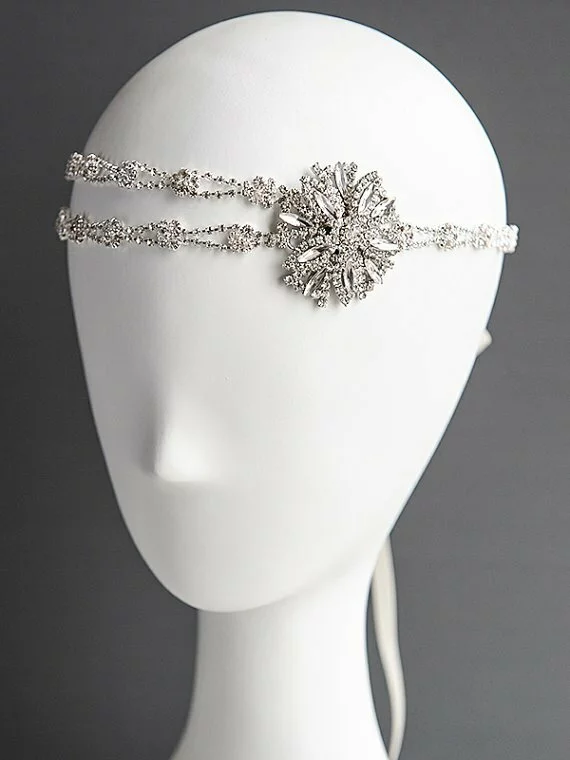 CLODIA £67.36, 1920's tyle ivory silver ribbon bridal halo, headband. 