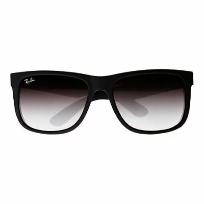 Ray-Ban RB4165 Justin Rectangular Sunglasses, Black Rubber £98