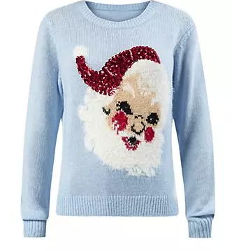 New Look £24.99 - Pale Blue Sequin Santa Christmas Jumper