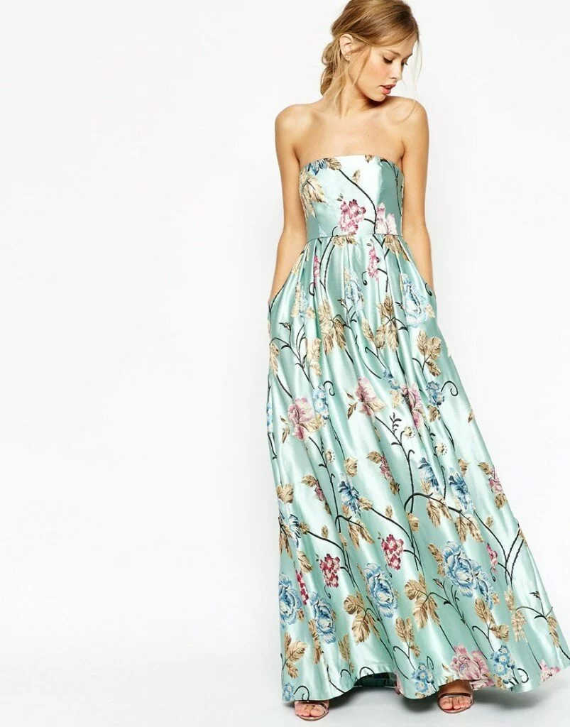 ASOS SALON Premium Beautiful Floral Jacquard Bandeau Maxi Dress £150.00