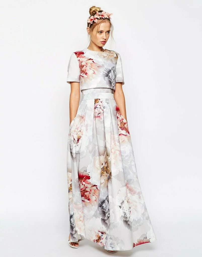 ASOS SALON Scuba Floral Crop Top Maxi Dress £120.00 ASOS SALON Scuba Floral Crop Top Maxi Dress £120.00