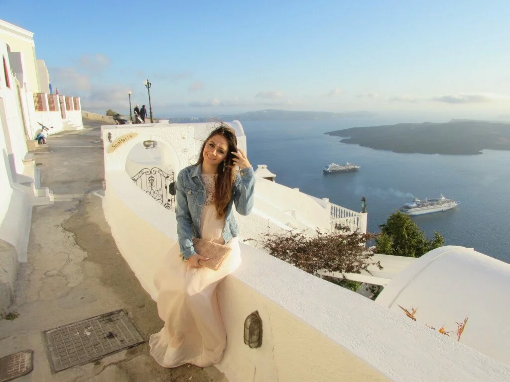 Santorini Greece what to wear zara pink mazi dress