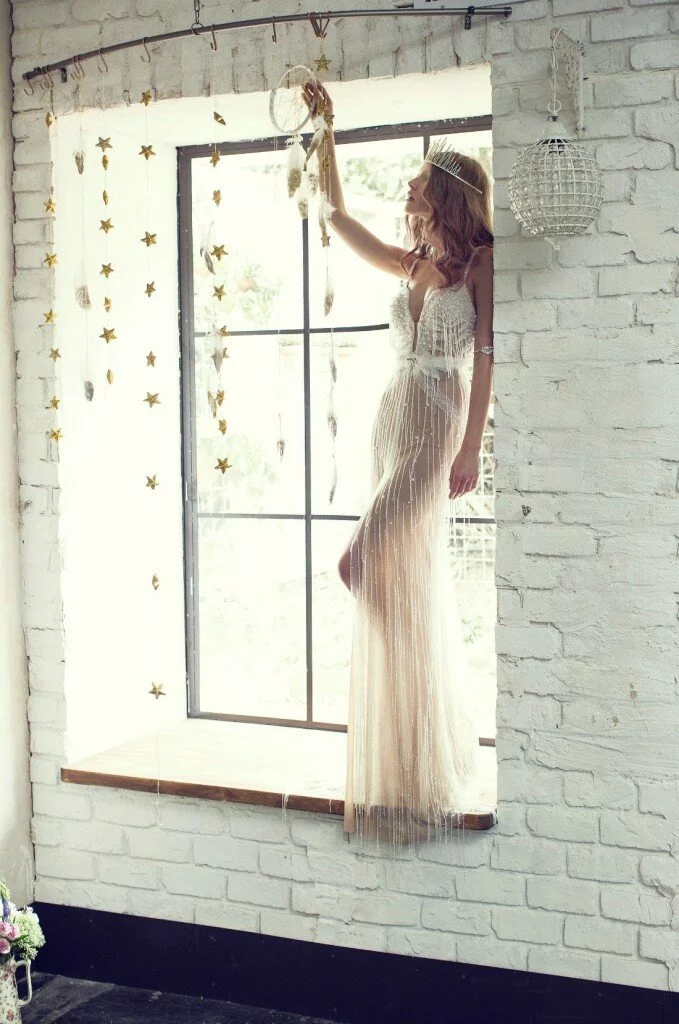 Meital Zano Hareli's 2015 'Free Love' bridal collection 1960 70s boho bohemian style wedding dress ideas backless beaded different unique