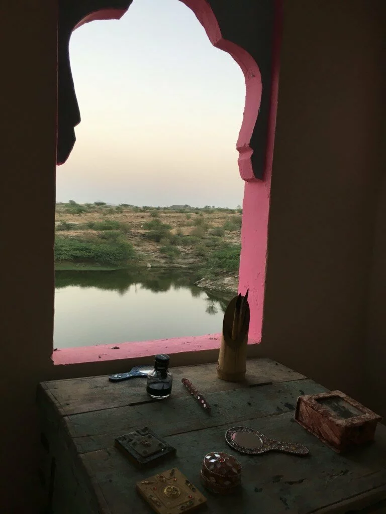 lakshman sagar review rural rajasthan simple mindful luxurious rustic hotel private plunge pool pink bohemian interiors indian exotic
