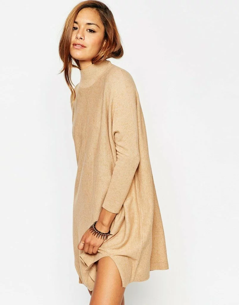 ASOS Tunic Dress In Knit With High Neck In Cashmere Mix £32.00
