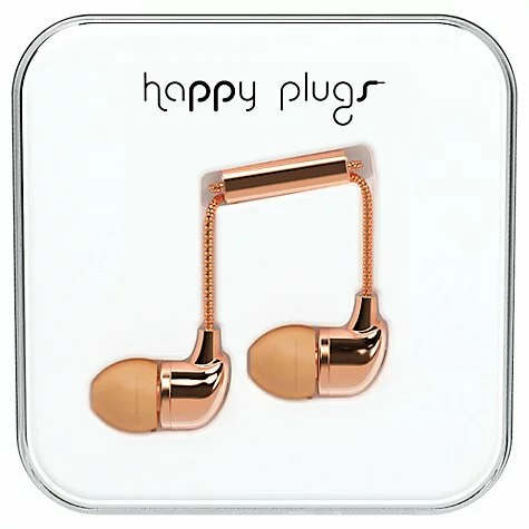 Happy Plugs In-Ear Headphones with Mic/Remote, Rose Gold