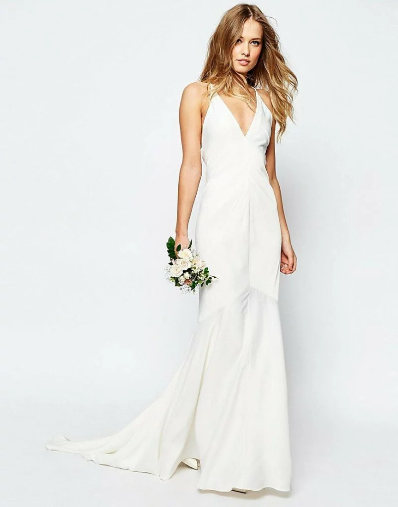 ASOS BRIDAL Deep Plunge Strappy Fishtail Maxi Dress £95.00