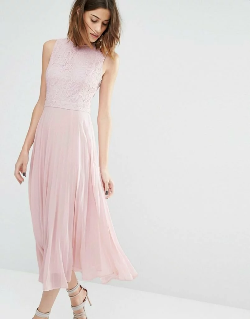 Warehouse Lace Pleated Midi Dress £79.00