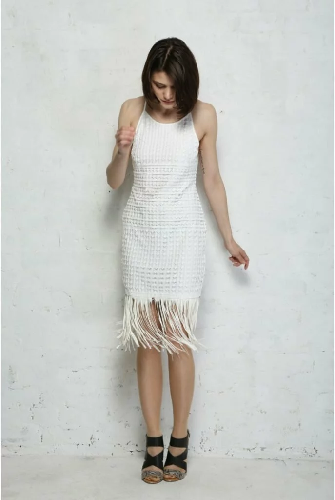 White Leather Fringed Flapper Dress was £50.00 now £25.00 from Rock My Vintage midi 1920s gatsby style party dresses