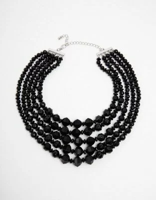 ASOS Multi Row Faceted Black Bead Choker Necklace £15