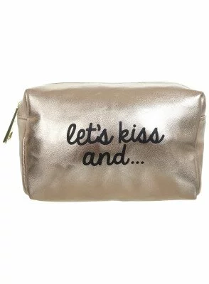 Miss Selfridge Gold Let's Kiss And… Slogan Makeup Bag £12