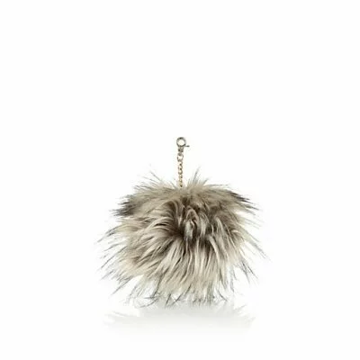 River Island Grey Faux Fur Pom Pom Keyring. £6