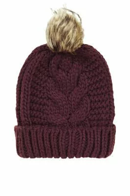 Topshop Cable Faux Fur Pom Beanie Hat £14 christmas gifts for her under £15