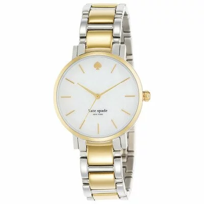 kate spade new york 1YRU0005 Women's Gramercy Two Tone Mother of Pearl Disc Watch, Gold/Silver £225