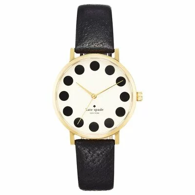 kate spade new york 1YRU0107 Women's Metro Dot Dial Leather Strap Watch, Black £175 christmas gift guide for her