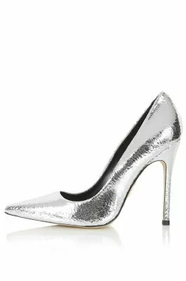 Topshop Gallop Metallic Silver Court Shoes £58